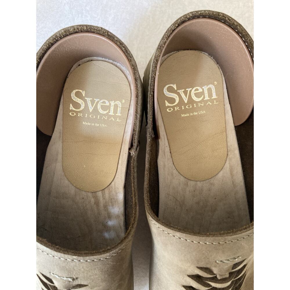 Sven Clogs Swedish Wooden Brown Leather Nubuck Size 37 - Picture 7 of 9